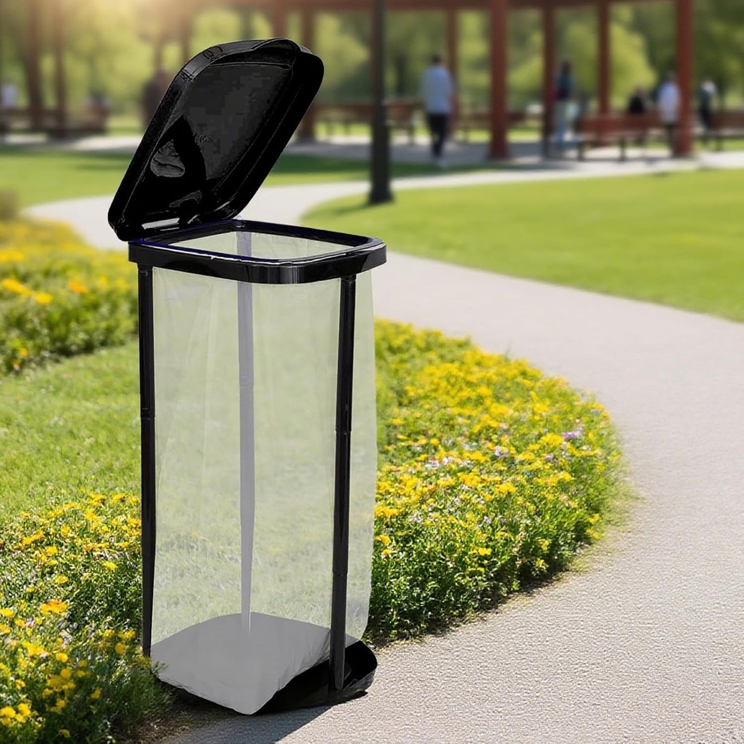 Collapsible Trash Bag Holder Portable Garbage Bin Holder Stand for Kitchen Outside 13 Gallon