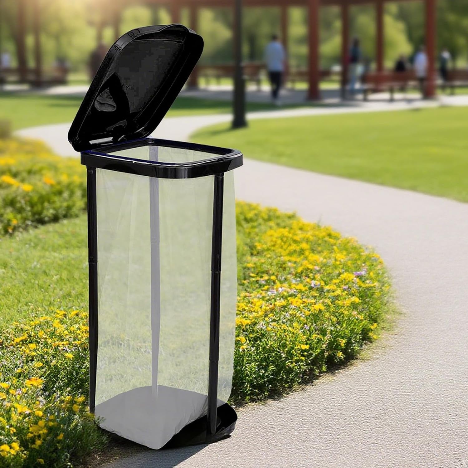 Collapsible Trash Bag Holder Portable Garbage Bin Holder Stand for Kitchen Outside 13 Gallon