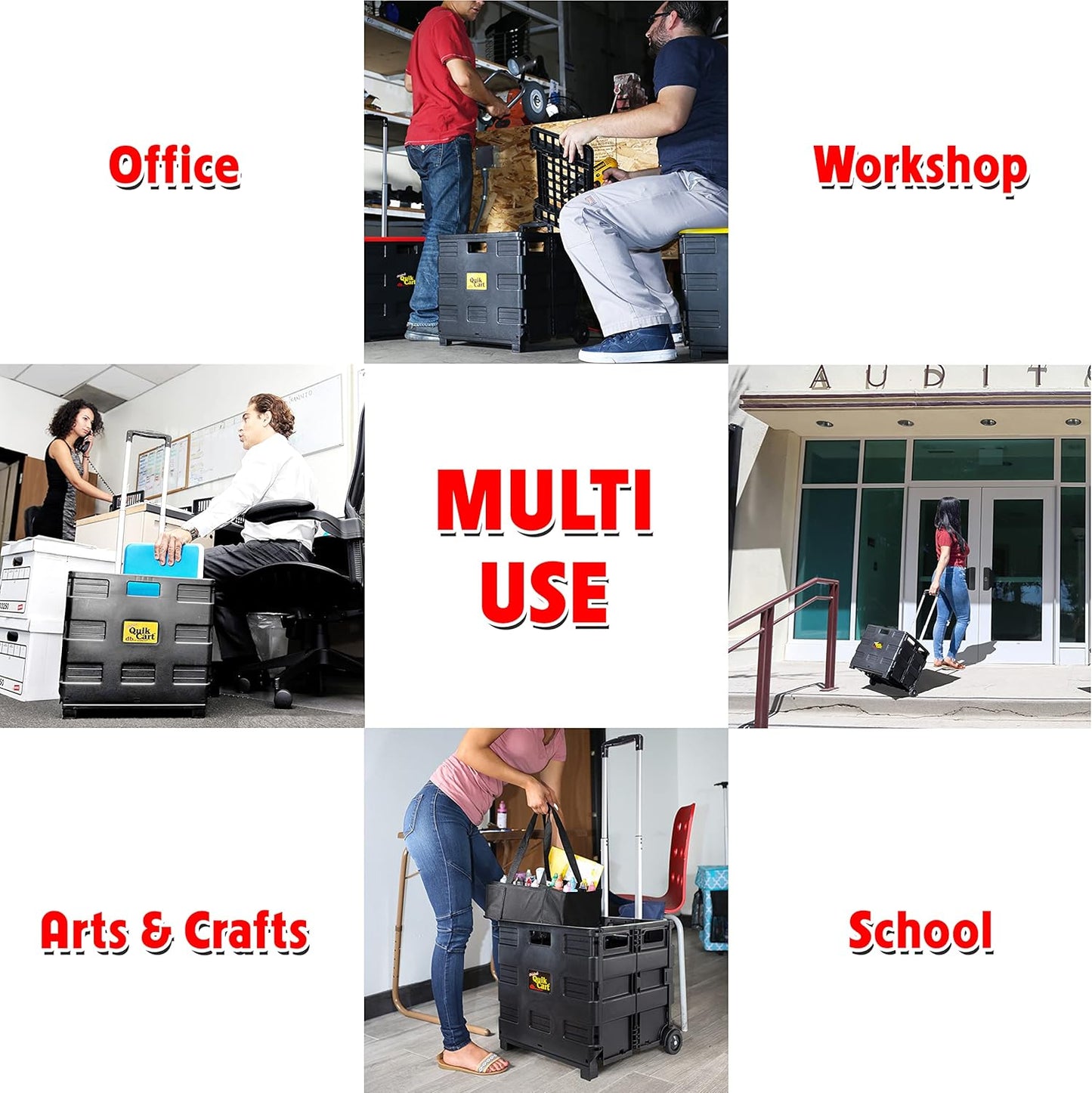dbest products Quik Cart without Lid Travel Portable Mobile Storage Collapsible Handcart Rolling