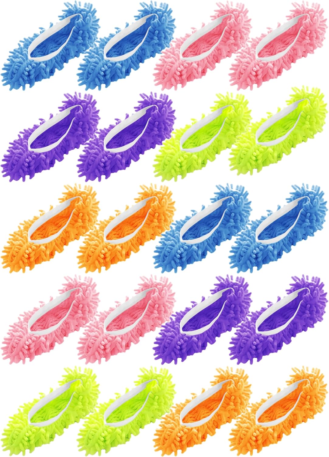 Winterlace Mop Slippers 20 Pcs (10 Pairs) Microfiber Chenille House Floor Dusting Cleaning Socks