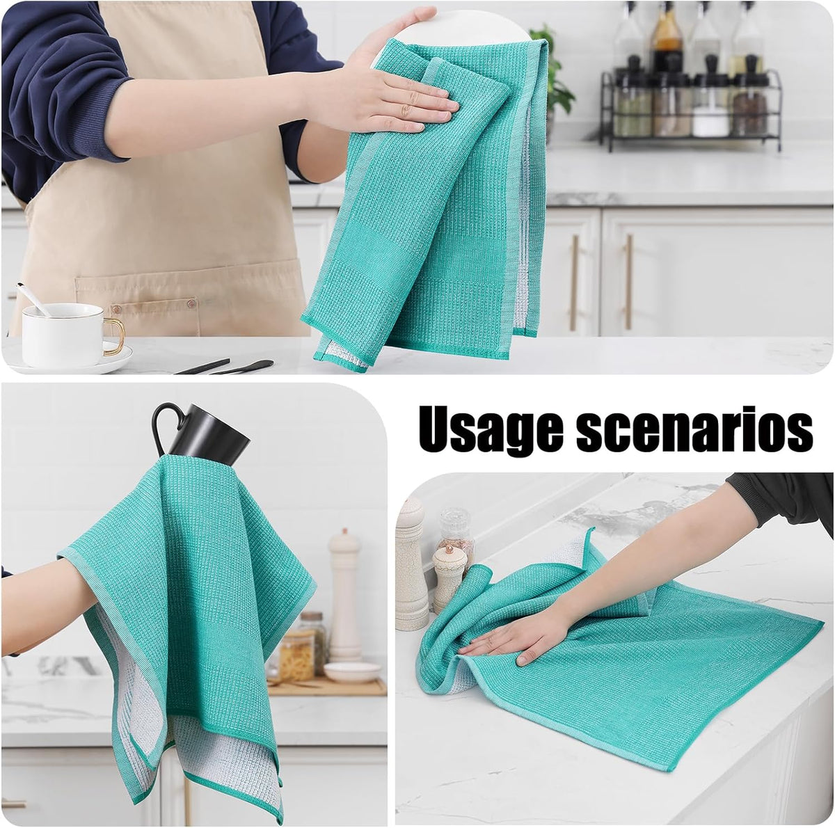Homaxy Premium Kitchen Towels(18”x 28”, 8 Pack), Large Cotton Kitchen Hand Towels, Flat and Terry