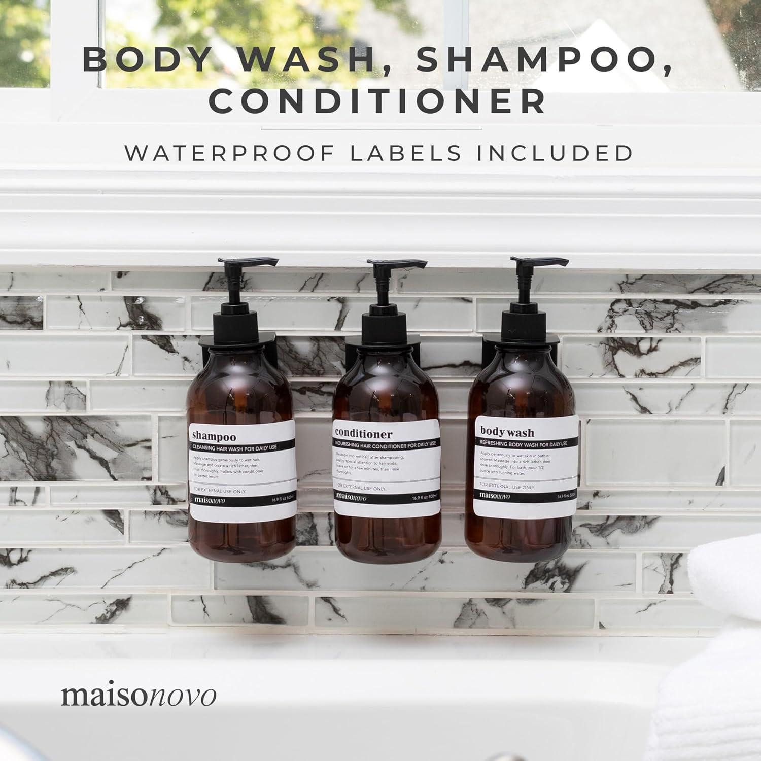 MaisoNovo Shampoo and Conditioner Dispenser - Shower Soap Dispenser Wall Mounted - 16.9 fl oz Set
