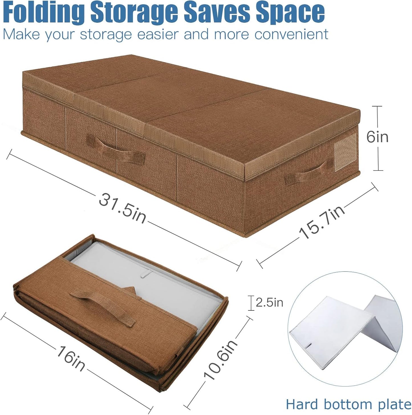 Underbed Storage Containers Bin with Lids (2pcs) Large Under Bed Storage Organizer Box with Handle