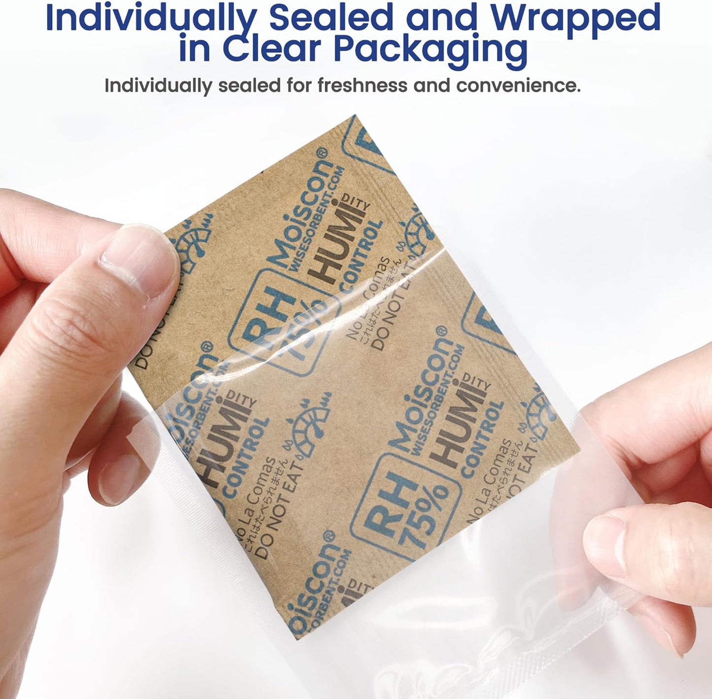 75% RH 8 Gram 60 Pack Two-Way Humidity Control Packs for Storing Up to 5 Items, Size 8 Moisture