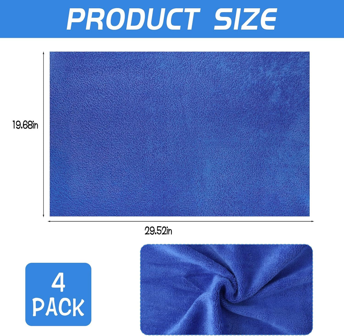 4 Pack Extra Large Microfiber Cleaning Cloths 20"x30", Lint-Free Reusable Towels for Home, Glass