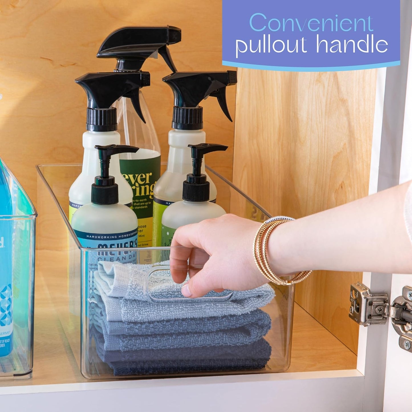 Plastic Food Storage 2 Pack Clear Container Bin with Handles for Organizing Kitchen, Pantry