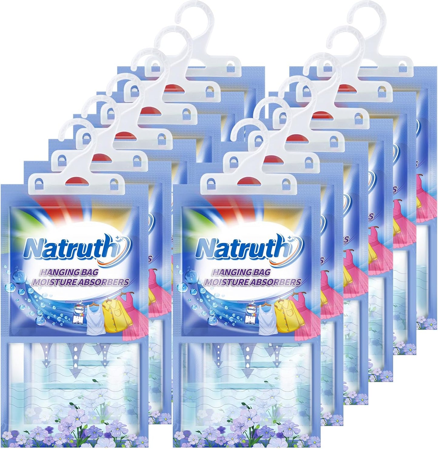 NATRUTH 12-PACK Moisture Absorber Bags With Fresh Linen,Desiccant Hanging Bag Use for Kitchen