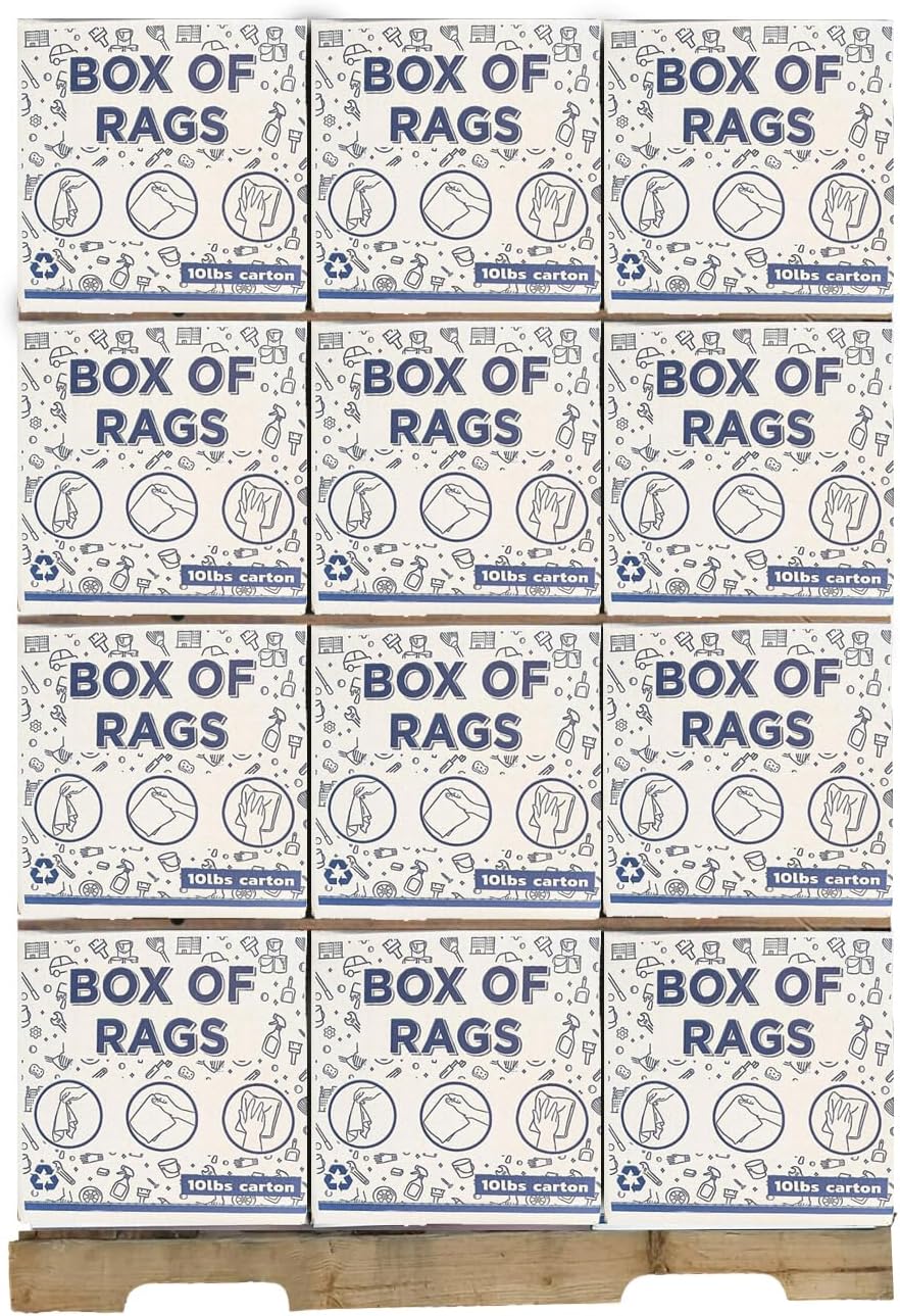 Premium White Knit (600 lbs. Pallet - 60x10 lbs. Box of Rags) Cotton T-Shirt Cloth Wiping Rags