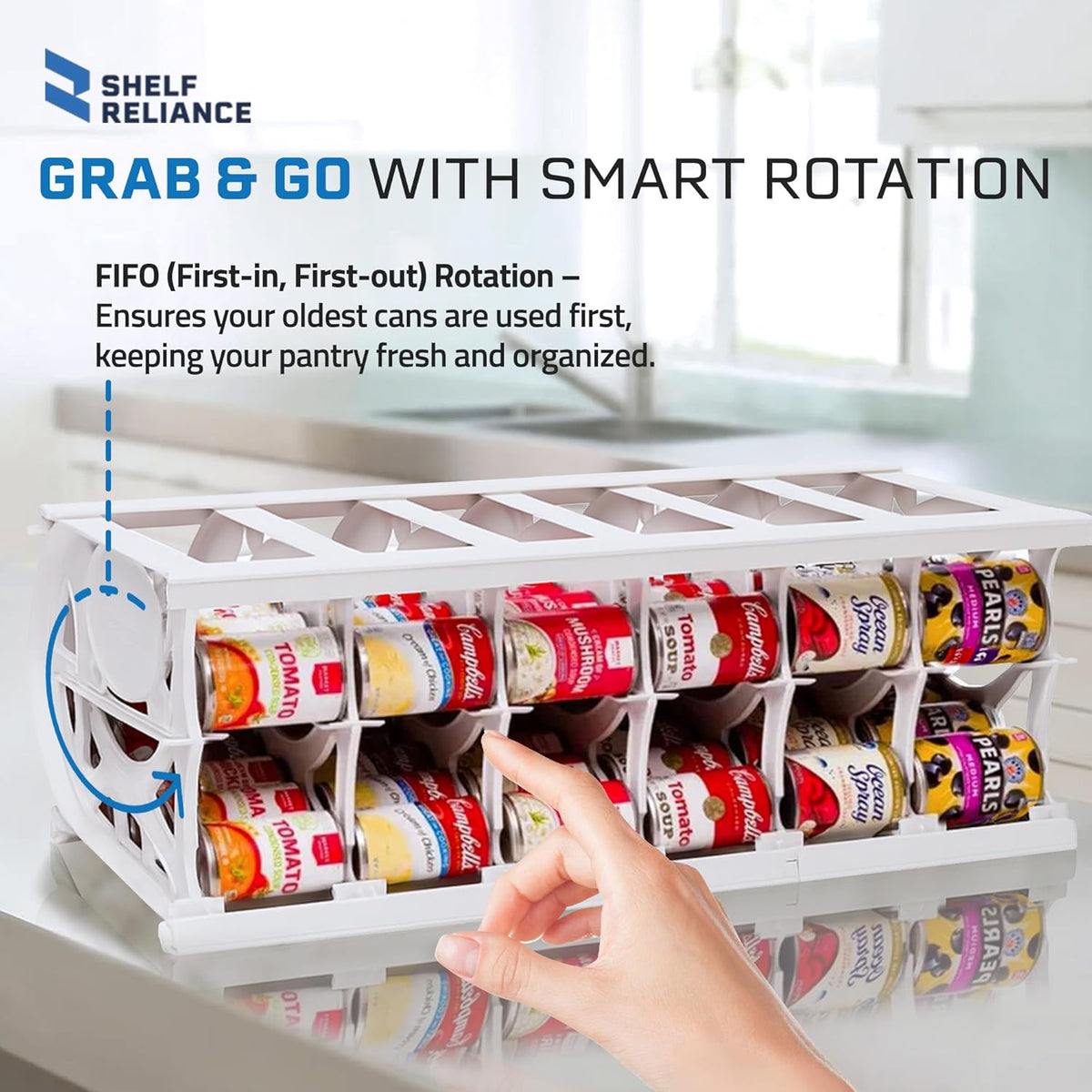 Shelf Reliance Cansolidator Pantry Plus - 1-Pack Can Organizer for Pantry, Stackable Soda Can