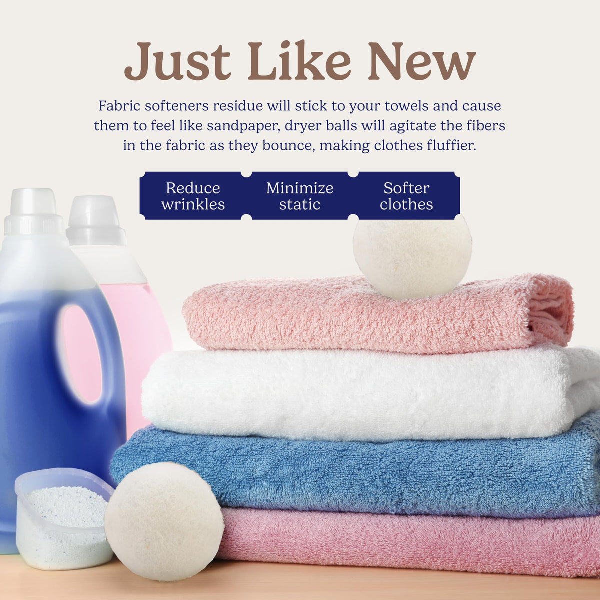 Handy Laundry Wool Dryer Balls 12-Pack, Reusable Natural Fabric Softener