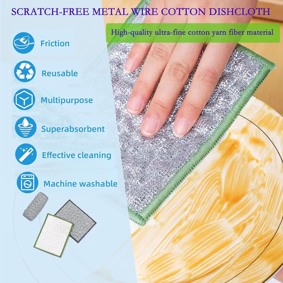 New Scratch-Resistant Multi-Functional Metal Wire Dish Cloth, Double-Sided for Wet and Dry use