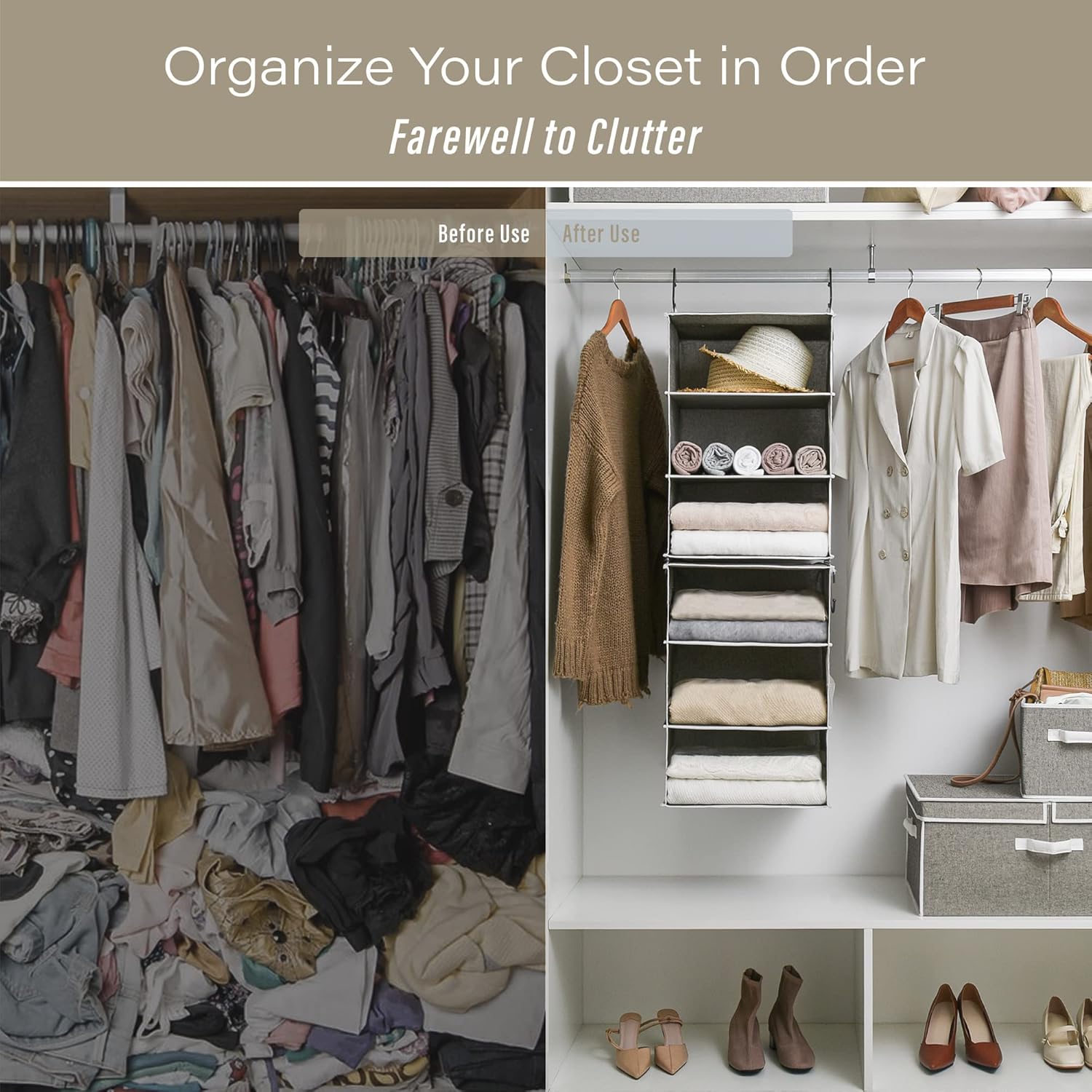 StorageWorks 6-Shelf Jumbo Closet Organizers, Two 3-Shelf Separable Hanging Shelves for Closet, 13"