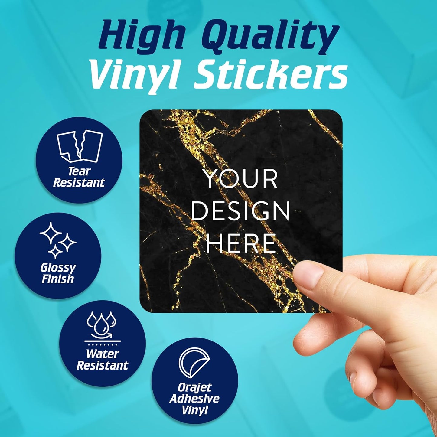 100 Custom Vinyl Stickers - Upload Your own Image, Text, Design, Logo - Personalized Logo Labels