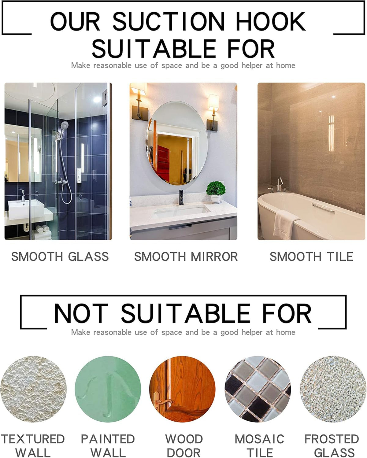 Ettori Shower Squeegee Clear Glass Wall Cleaner Stainless Steel with Suction Storage Hook -10''