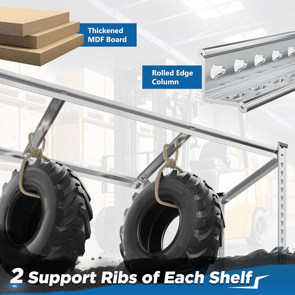 REIBII Garage Shelving, 4 Tier Storage Shelves Load 2550LBS, Adjustable Garage Shelving Heavy Duty