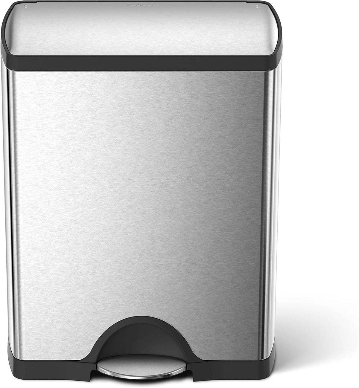 simplehuman Rectangular Dual Compartment Recycling Kitchen Step Trash Can, 46 Liter, Brushed