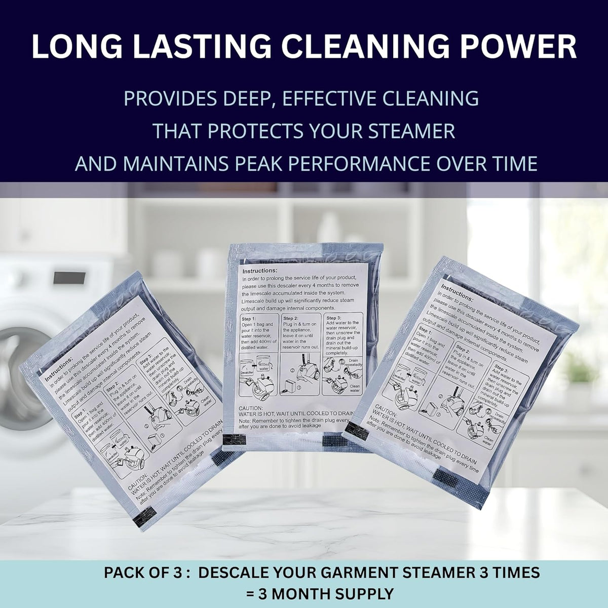 SALAV Garment Steamer Descaler/Decalcifier Packets for Mineral Deposits and Build-up Removal