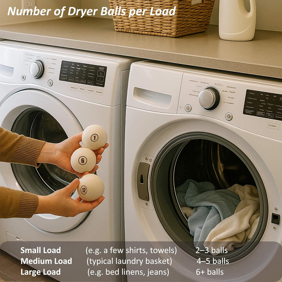 Sheep Wool Dryer Balls 6 Pack XL(2.7") Premium Natural Fabric Softener, Reusable Laundry Dryer