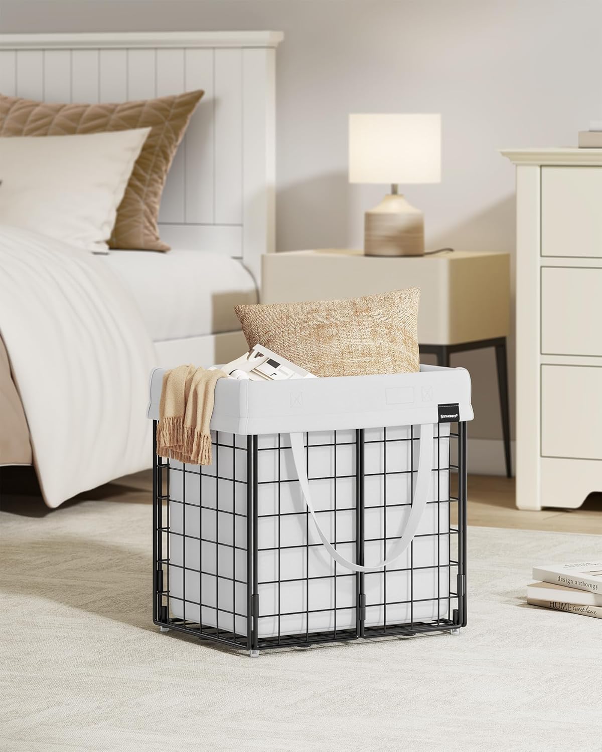 SONGMICS Laundry Hamper, 11 Gal. (50L) Laundry Basket, Collapsible Clothes Hamper, Removable and