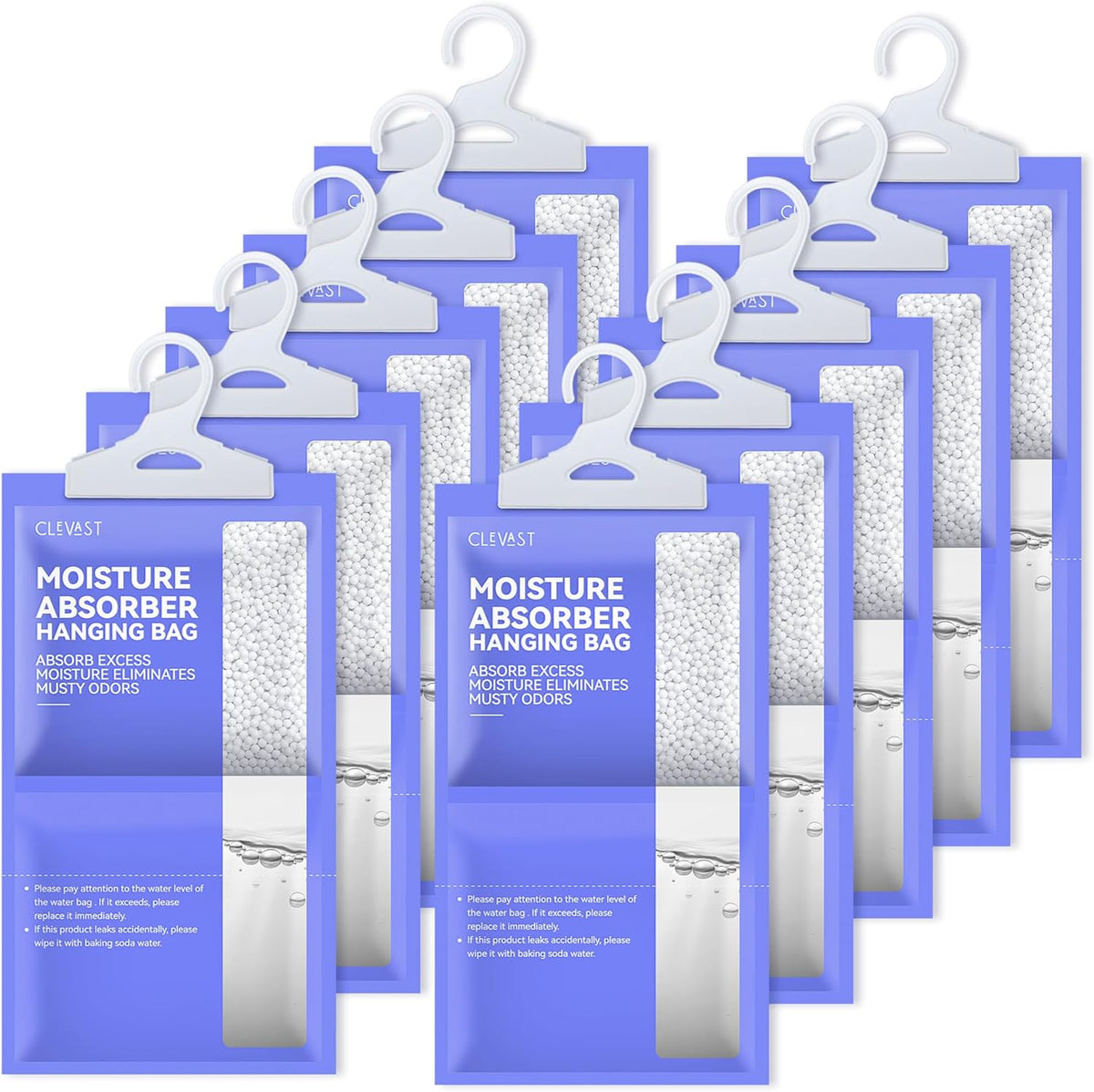 CLEVAST Moisture Absorbers Packets 10 Pack, Dehumidifier Bags for Closet, Unscented Hanging