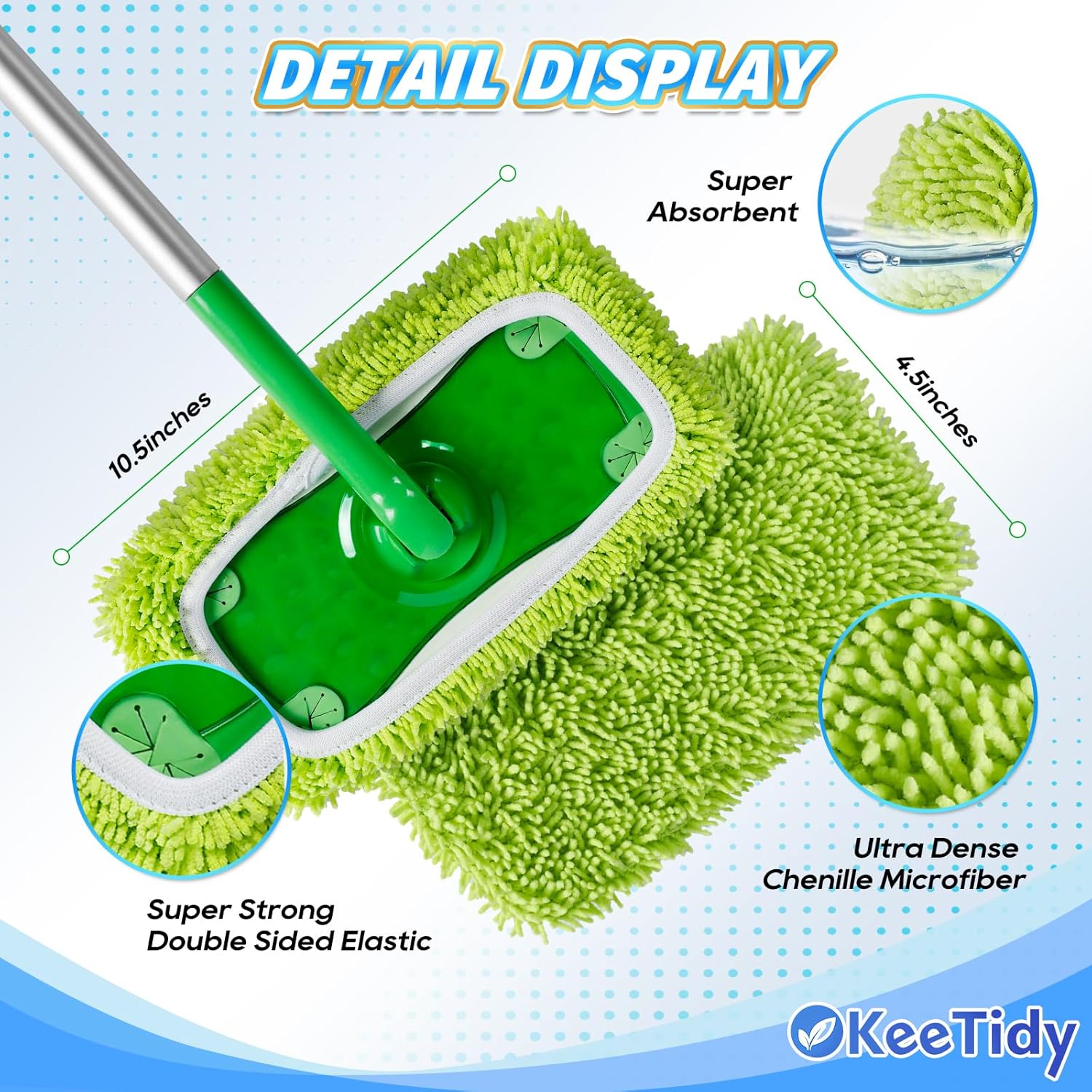 Reusable Mop Pads Compatible with Swiffer Sweeper Mops, 3 Pack 12 Inch Washable Microfiber Wet Pads