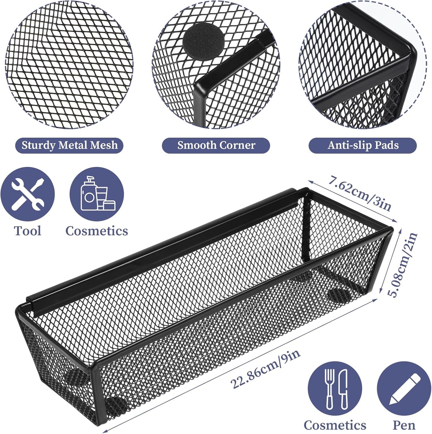 10 Pack Silverware Drawer Organizer 9 x 3 x 2 Inch Mesh Utensil Organizer for Kitchen Drawers with