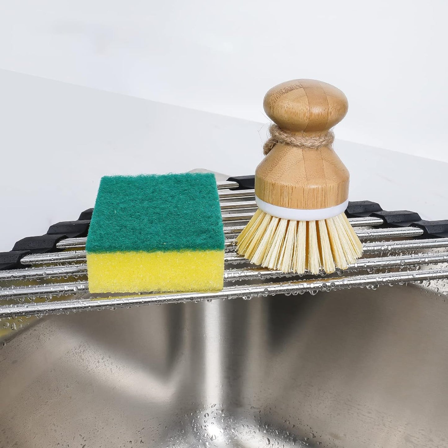 Tomorotec Foldable Stainless Steel Triangle Roll-Up Dish Drying Rack for Small Sink Corners