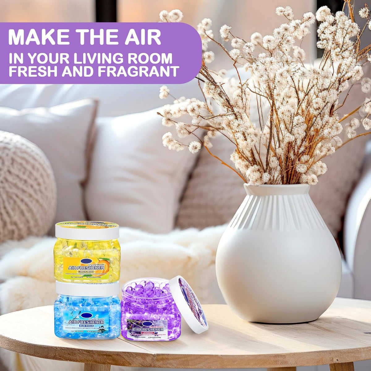 6 Pcs Air Freshener Gel Beads Bulk Odor Eliminator Beads Odor Removing Gel for Home, Bathrooms