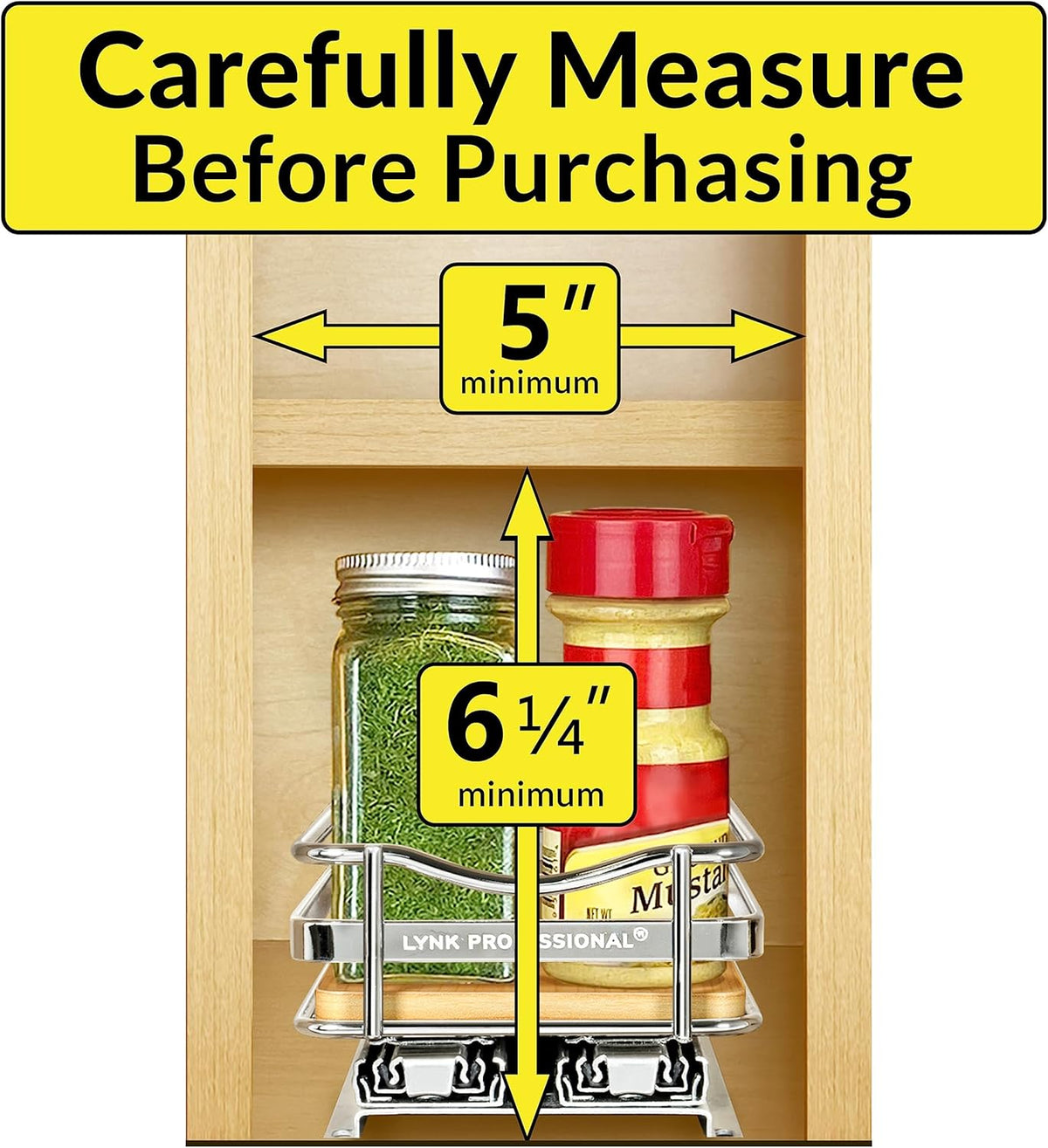 LYNK PROFESSIONAL® Élite™ Pull Out Spice Rack Organizer for Inside Kitchen Cabinets - 4-1/4 inch