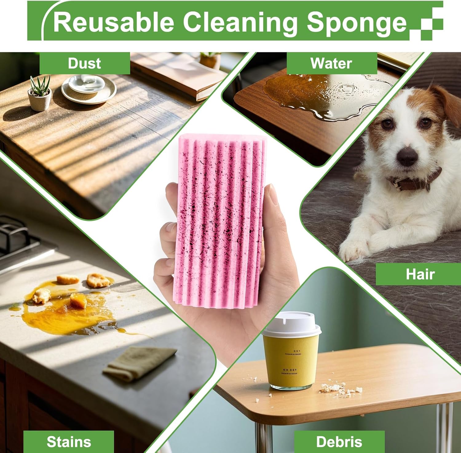 4-Pack Damp Clean Duster Sponge, Sponge Cleaning Brush, Duster for Cleaning Blinds, Glass