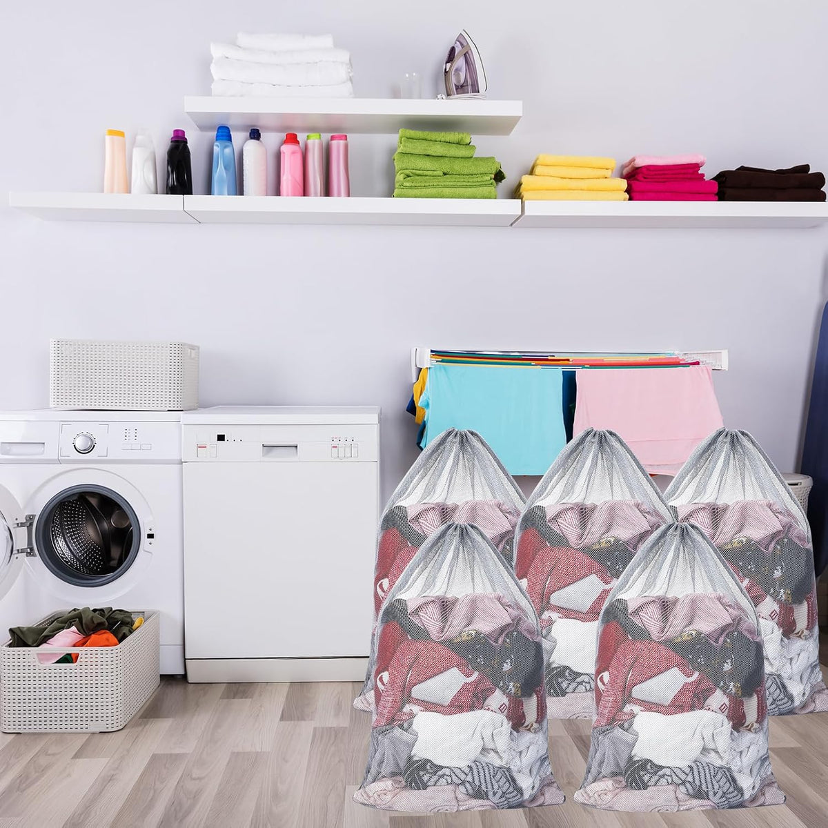 Berlune 30 Pack 24 x 36 Inches Large Mesh Bags for Laundry, Wash bags, Sturdy Mesh Material Closed