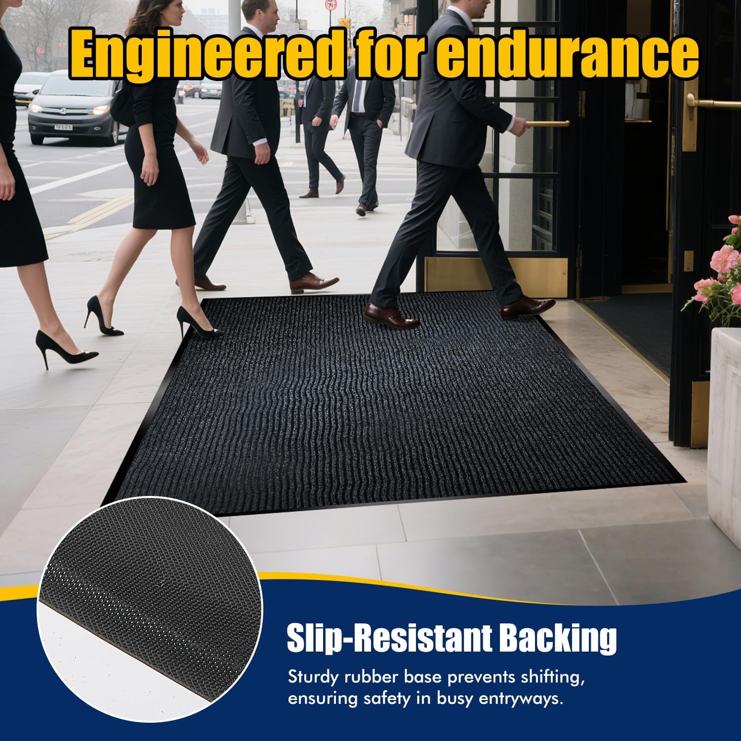 Entrance Mat for Home or Office - 3 x 5 Feet, Carpeted Indoor/Outdoor Entry Mat - Absorbent, Slip