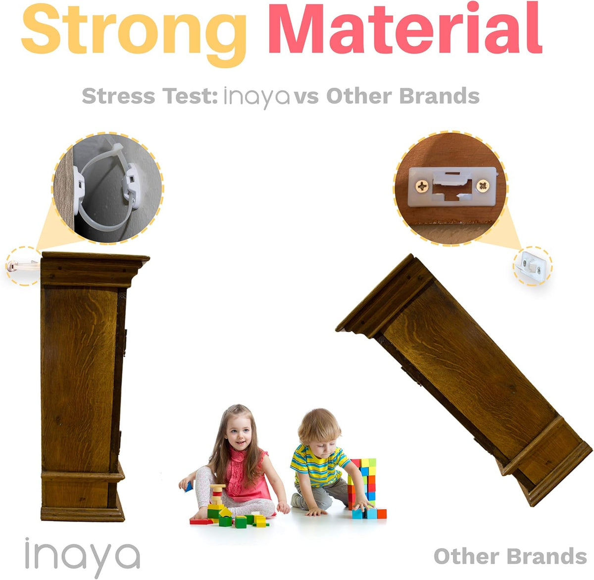 Inaya 12 Pack Furniture Anchors for Baby Proofing, Bookshelf Anchors to Wall, Dresser Wall Safety