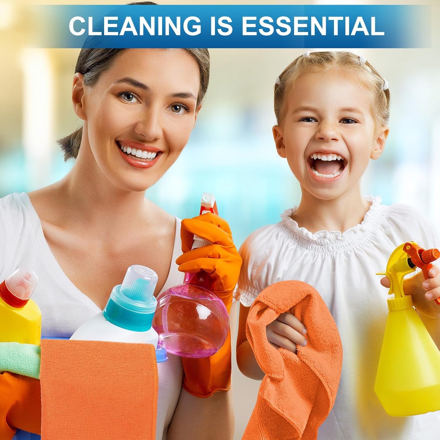 Tenare 100 Pack 12'' x 12'' Microfiber Cleaning Cloths Reusable Cleaning Rags Bulk Microfiber