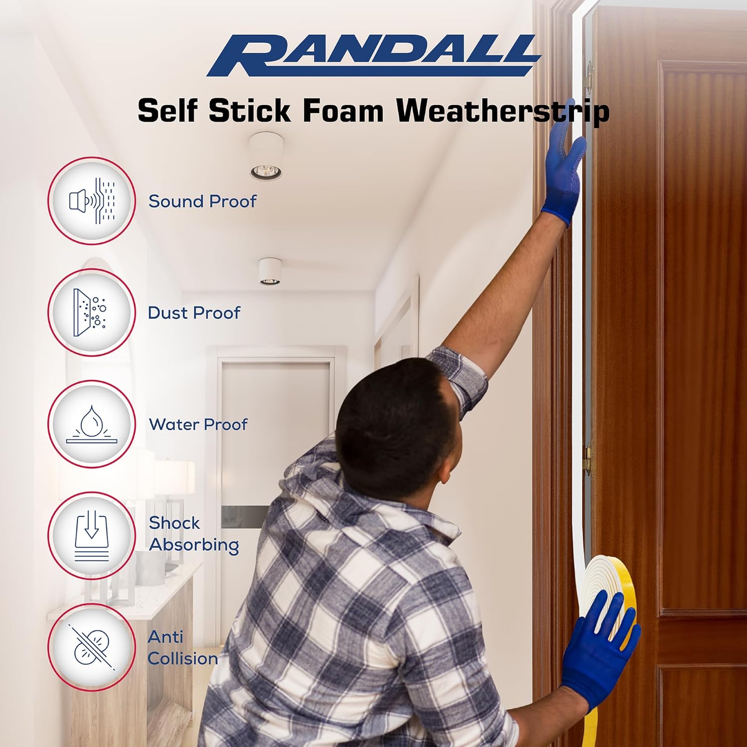 Weather Stripping Foam Tape, 17 Ft Door Seal Strip, EVA Material, High Density 1/4" Thick, No