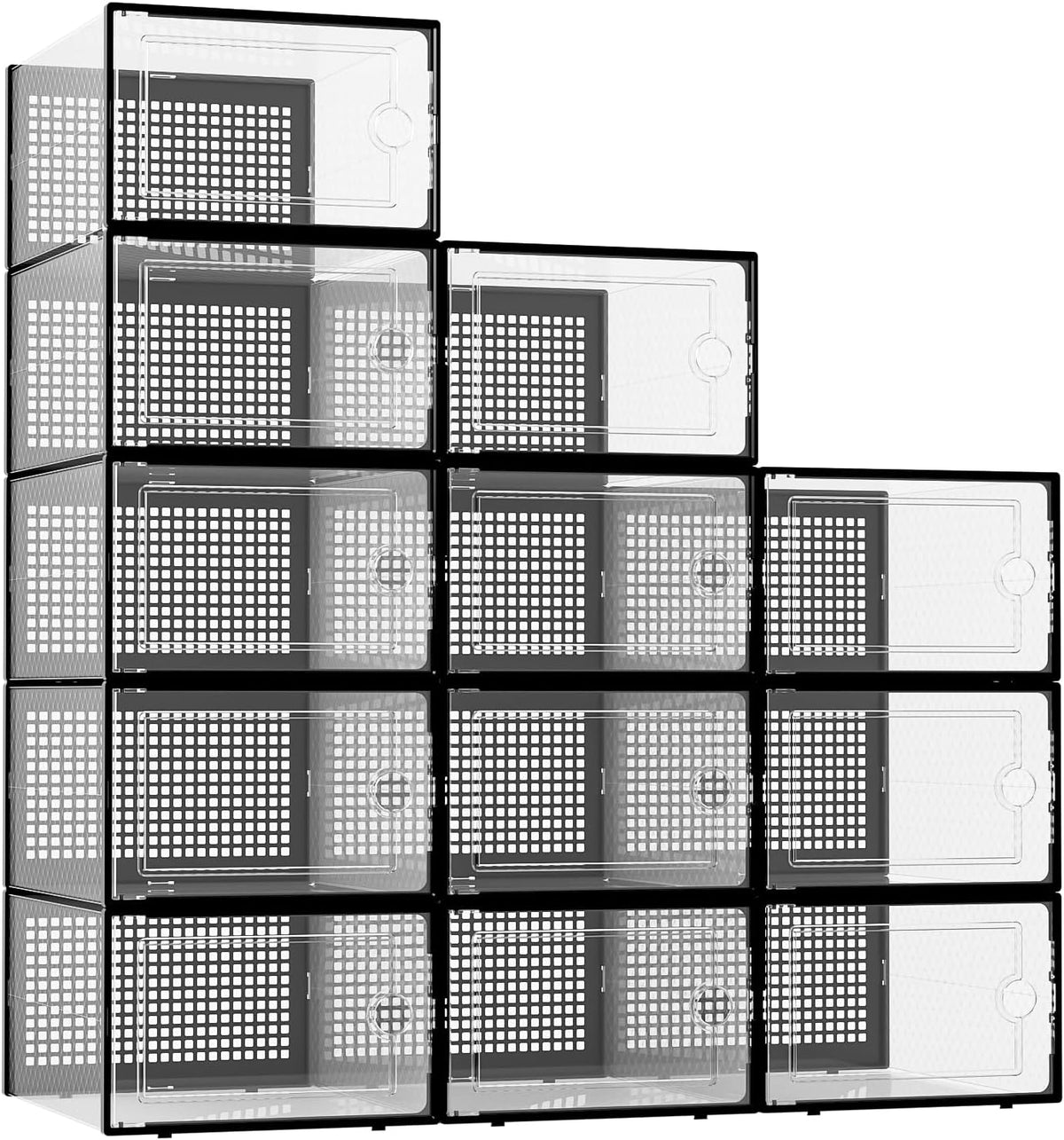 Kuject XX-Large Shoe Storage Boxes Organizers Clear Plastic Stackable 12 Pack, Shoe Rack & Holder