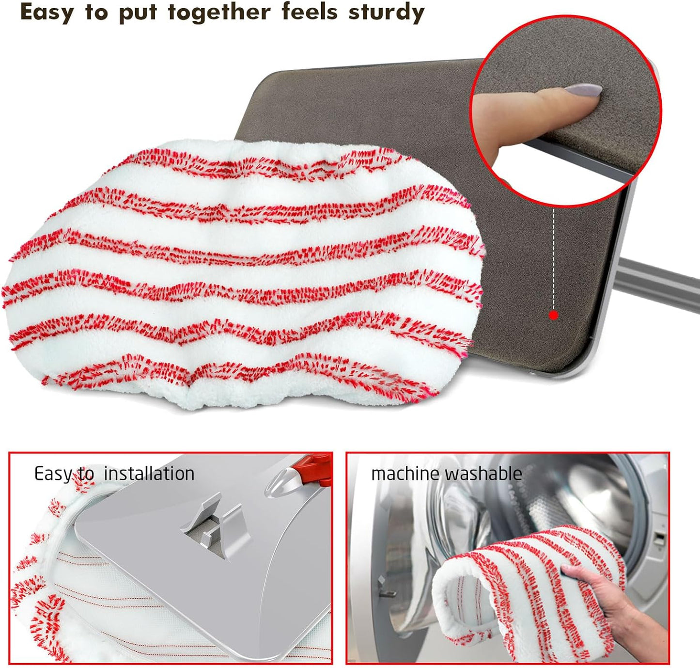 Masthome Extra Large Microfiber Mop for Floor Cleaning, 16“ Flat Mop with 5 Pad for Wet & Dry Use