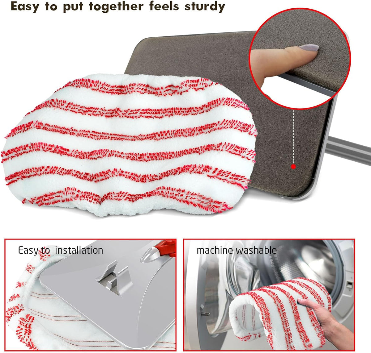 Masthome Extra Large Microfiber Mop for Floor Cleaning, 16“ Flat Mop with 5 Pad for Wet & Dry Use