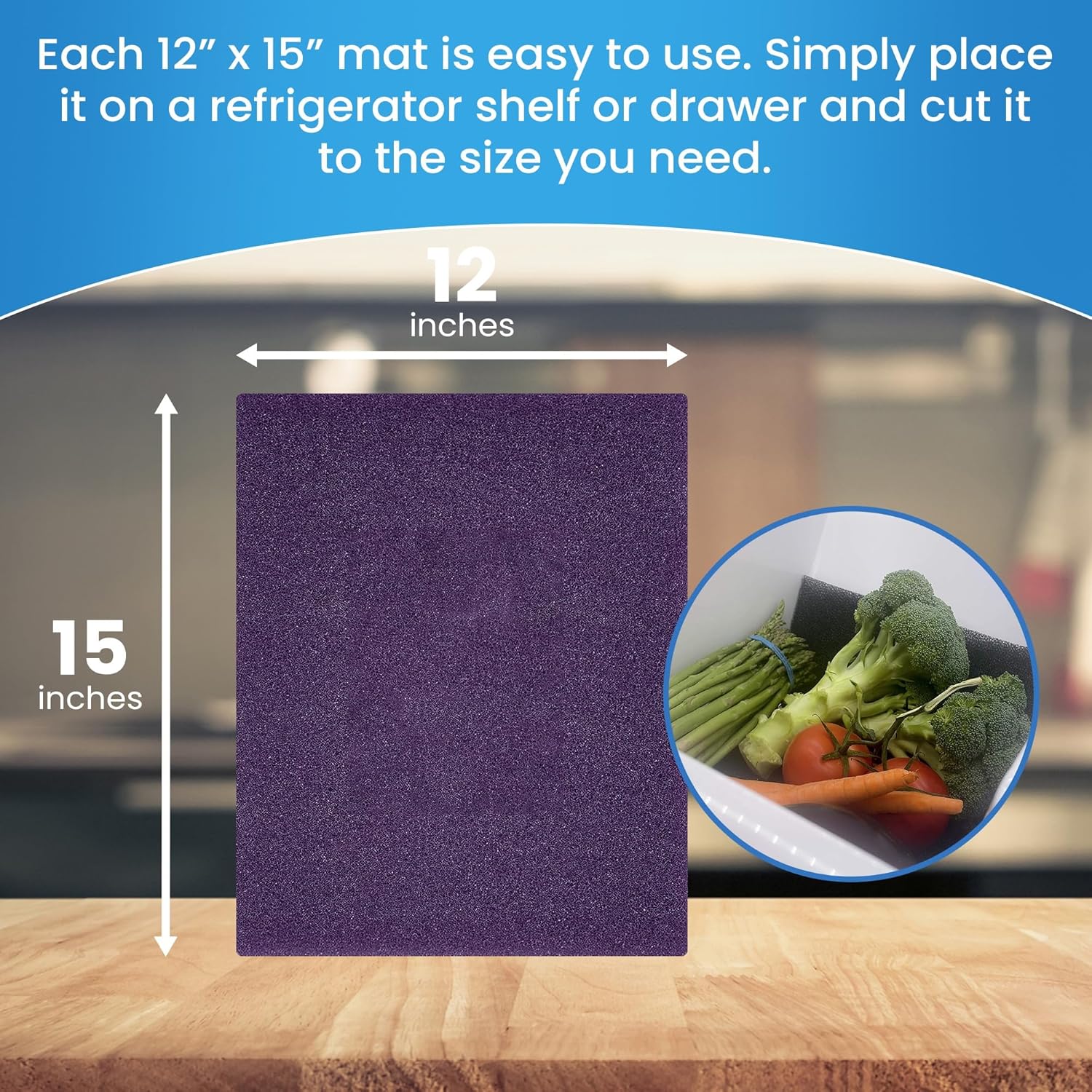 Bluapple FreshMats, Refrigerator Bin Liner, Fridge Drawer Mats, Crisper Life Extender Liner Keeps