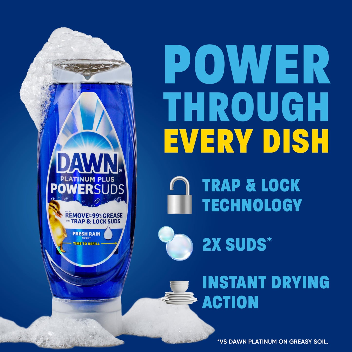 Dawn Platinum Plus PowerSuds Liquid Dish Soap, 17.4 oz. EZ-Squeeze Bottle – view 3
