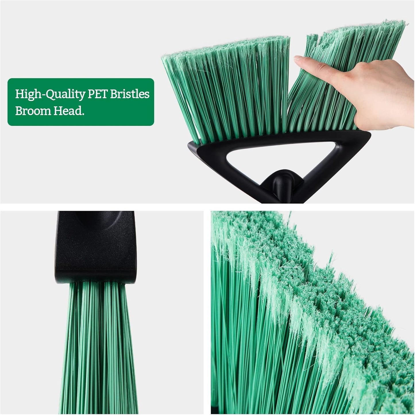 Eyliden Broom, Angle Broom with 57" Long Handle | Fit Heavy-Duty Cleaning, Also Works Well Fine
