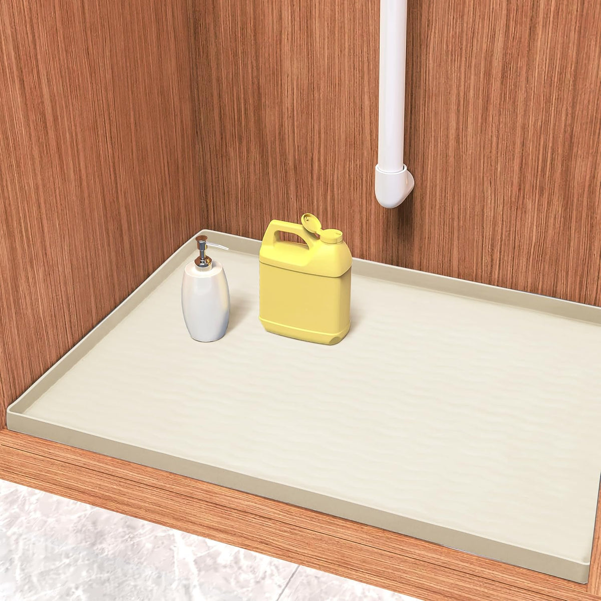 URMONA Waterproof Silicone Under Sink Mat 34'' x 22'' Shelf Liner for Kitchen and Bathroom, Cabinet