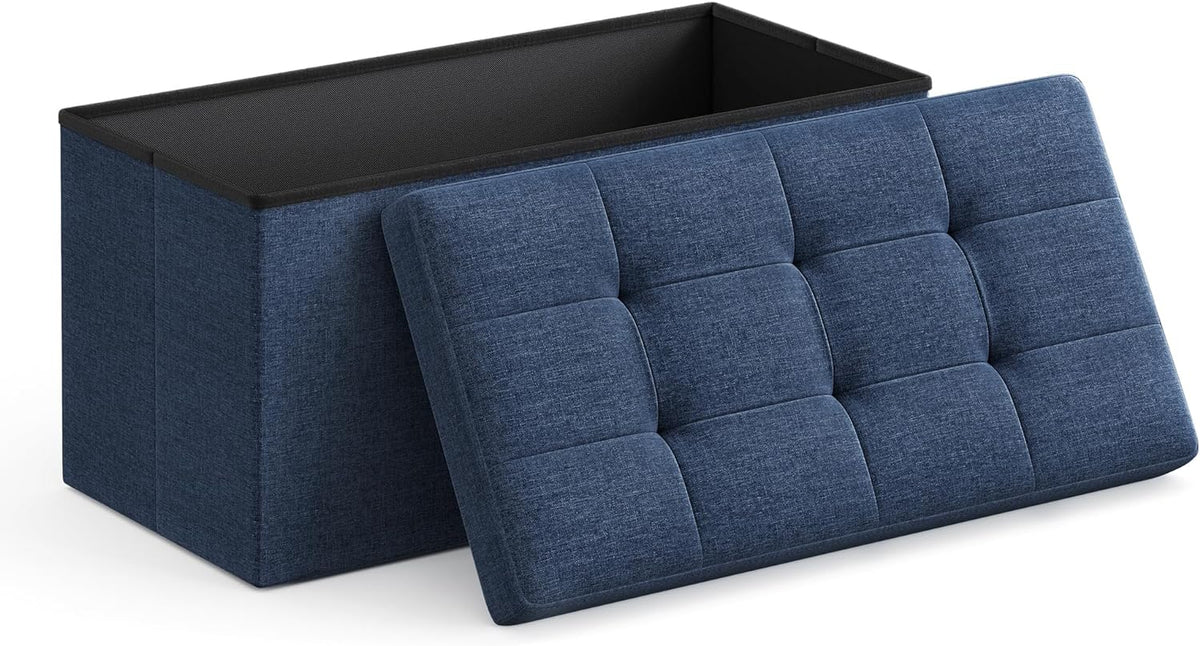 SONGMICS MAZIE Collection - 30 Inches Folding Storage Ottoman Bench, Ottoman Foot Rest, End of Bed