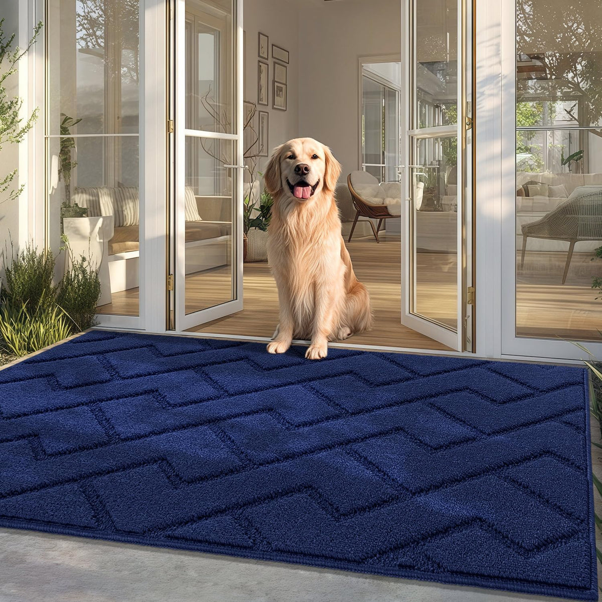hicorfe Front Door Mat Outside Entrance,36"x59" Absorbent Muddy Dirt Resist Welcome Door Mats