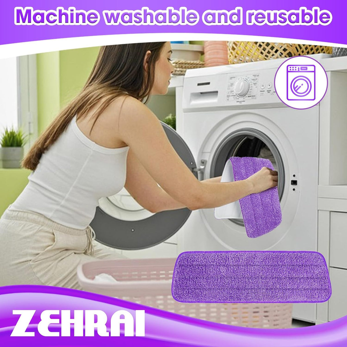 6 Pack Reusable Microfiber Mop Pads for Swiffer PowerMop, Power Mop Refill Pads for 13''-16''