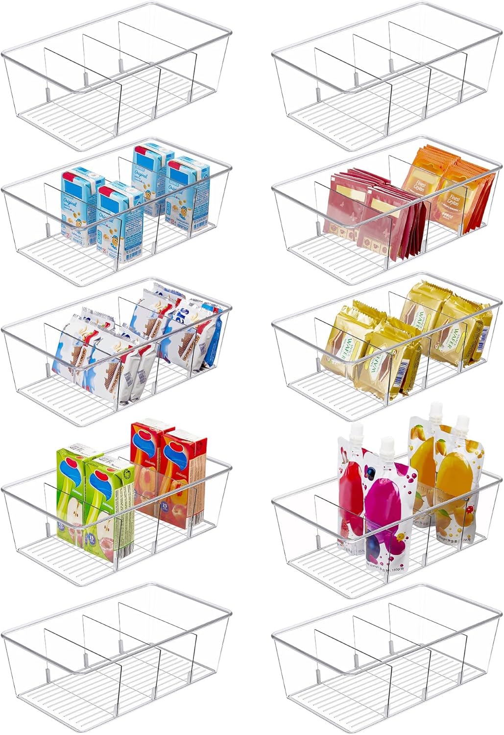 Vtopmart 10 Pack Food Storage Organizer Bins, Clear Plastic Bins for Pantry, Kitchen, Fridge