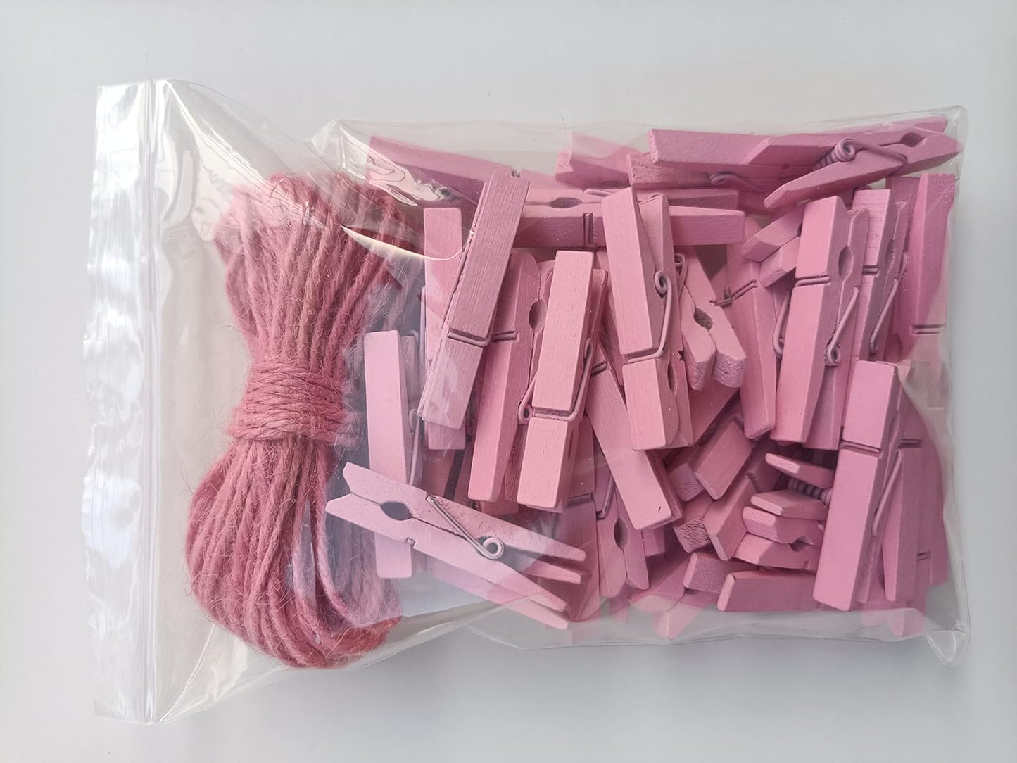 1.9" Pink Wooden Clothes Pins DIY Photo Garland Baby Shower Bag Clips Decorative Clothespins with