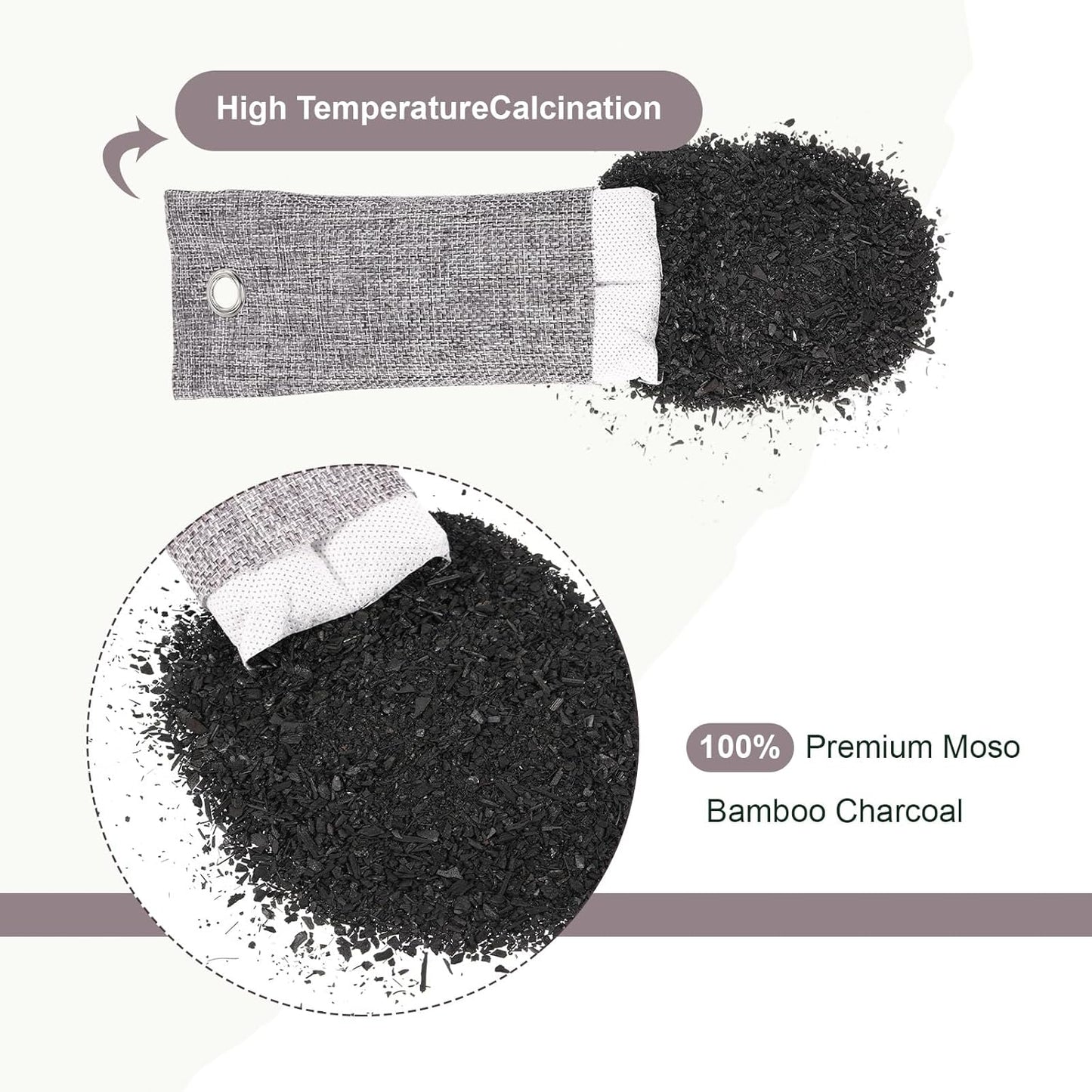 Nuanchu 24 Pcs Activated Charcoal Odor Absorber 50g/100g/200g, Air Purifying Bamboo Charcoal Bags