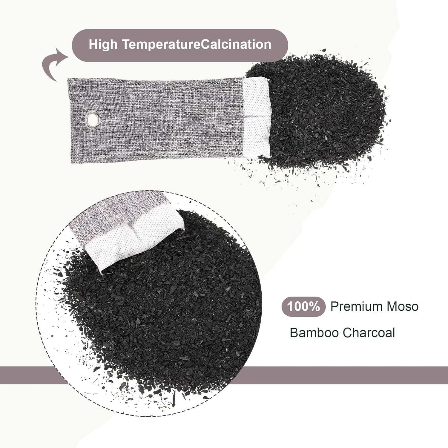 Nuanchu 24 Pcs Activated Charcoal Odor Absorber 50g/100g/200g, Air Purifying Bamboo Charcoal Bags