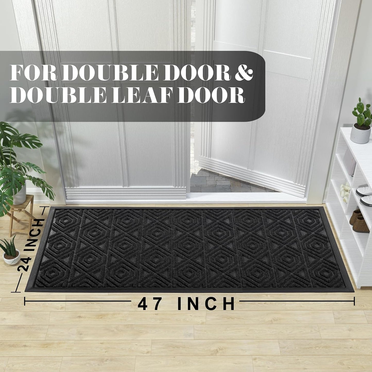 Yimobra Door Mat, Outdoor Indoor Entrance Welcome Mat, Heavy Entry Front Door Mat, Stain & Fade